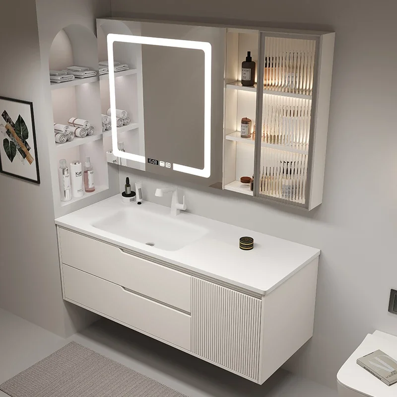 

Integrated basin, bathroom cabinet, combined oak paint washbasin, washbasin, sink.