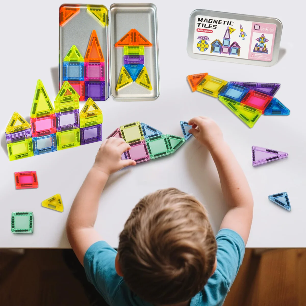 Mini blocs de construction magnétiques pour enfants, jouets magnétiques portables aux couleurs vives et aux motifs amusants, cadeau d'anniversaire et de vacances