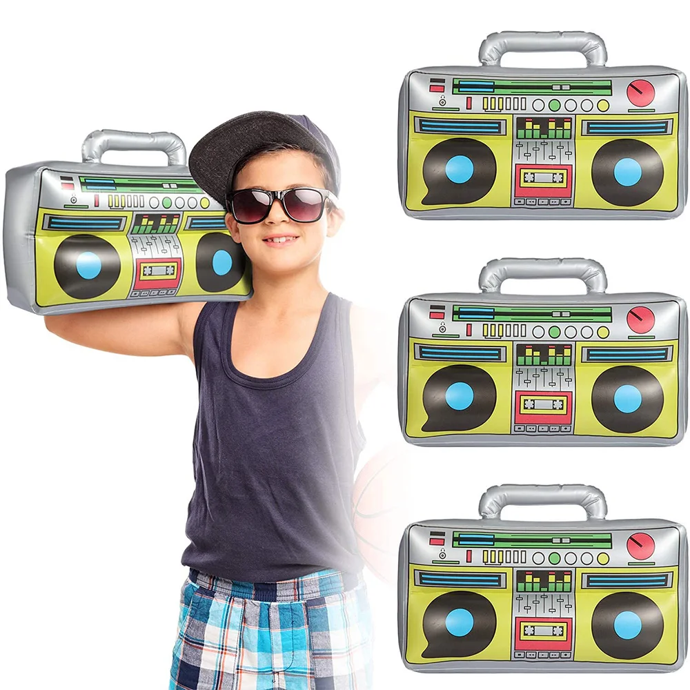 

4Pcs Inflatable Boombox Inflatable Boom Box 80s 90s Party Decorations Rappers Hip Hop B-Boy Costume Accessory Party Supplies Toy