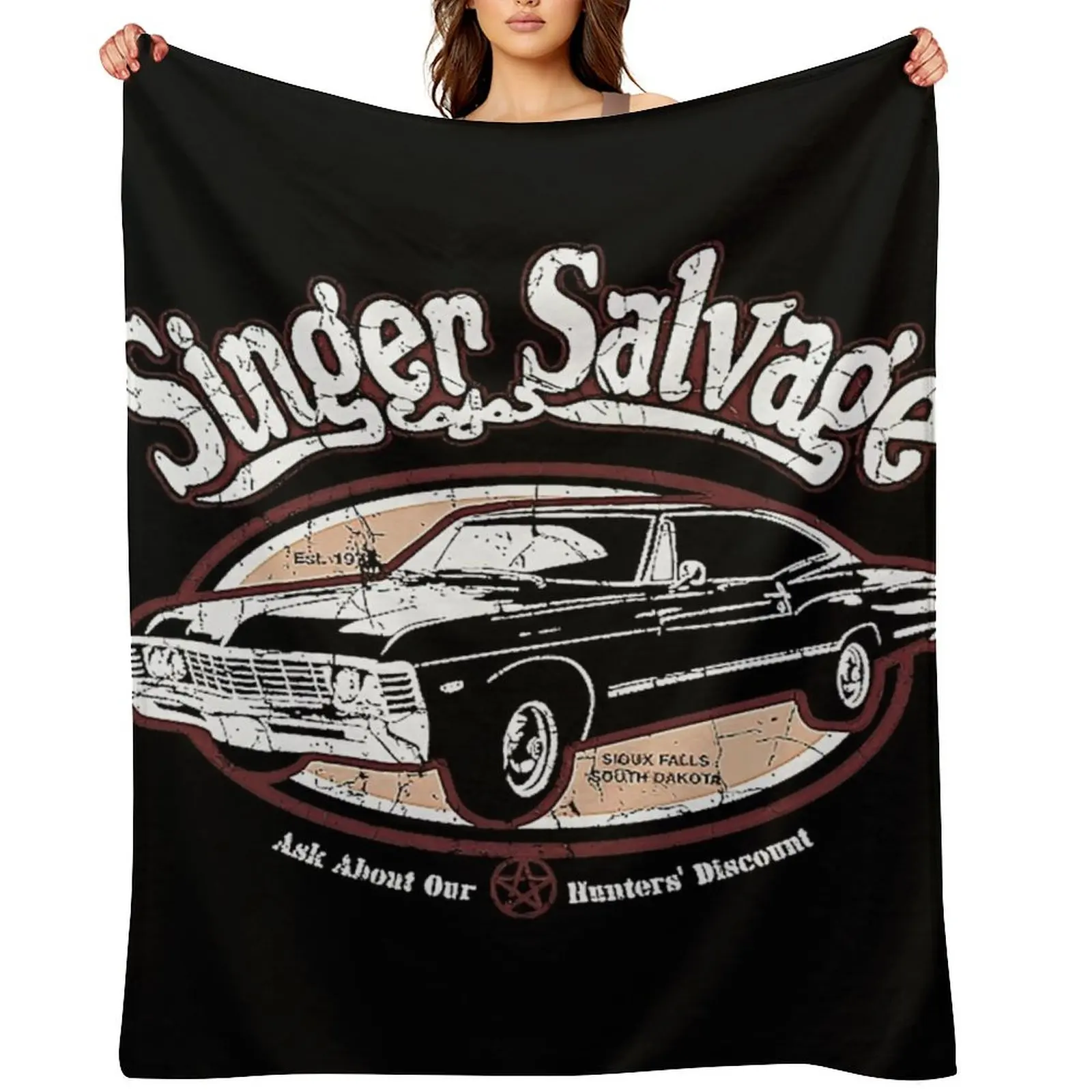 

Supernatural Impala Singer Salvage SPN T-Shirt Throw Blanket Luxury blankets and throws Decorative Beds Blankets