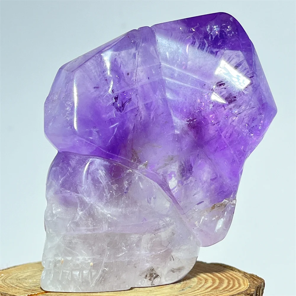 Amethyst Carving Skull Natural Crystal Carved Home Reiki Performance PropsGift Decoration Healing Ornament Specimen Stone Quartz