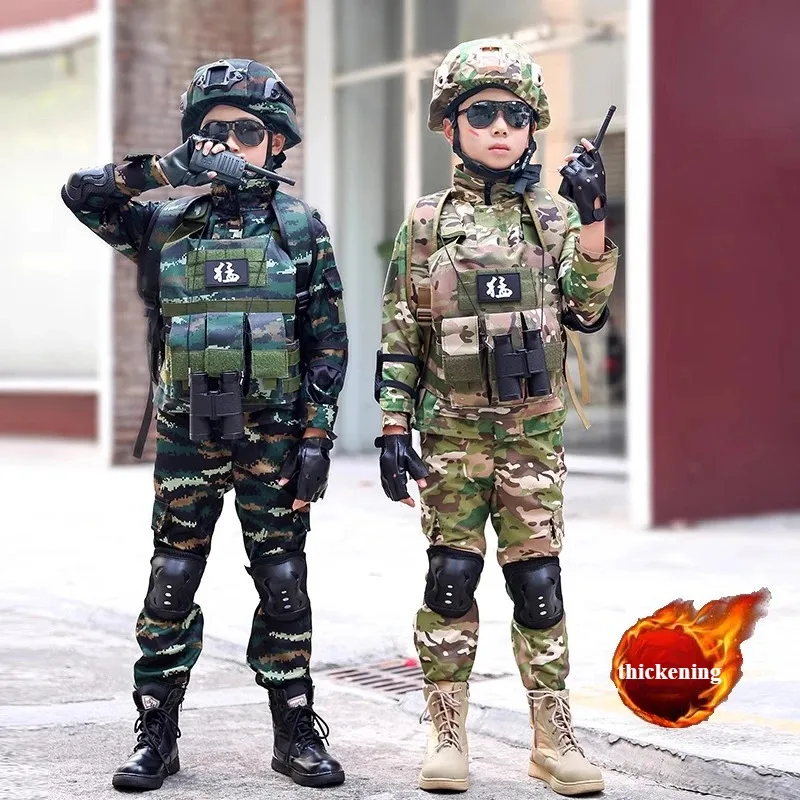 

Tactical Military Uniform for Children's Day Camouflag Disguise Adult Halloween Costume for Kid Girl Scout Boy Soldier Army Suit