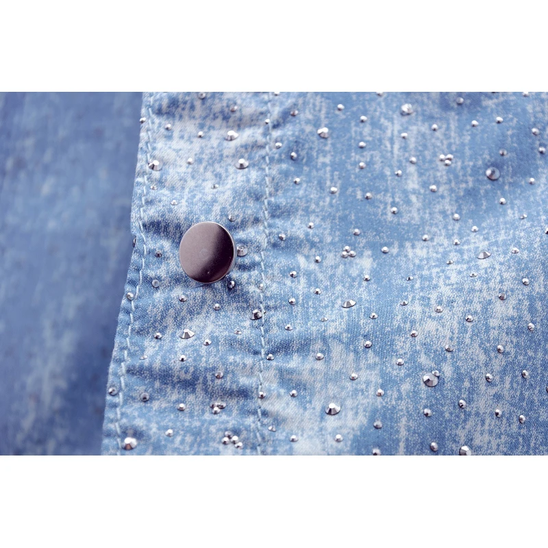 

Весенне-осенняя новая тонкая короткая тонкая джинсовая куртка с бисером, женская ковбойская верхняя одежда, джинсовая куртка с отложным воротником и половиной рукава, женская