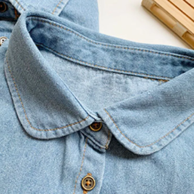 Denim Blue Fake Collar Solid Color Women Detachable Shirt Collar Spring Simple Turtleneck Dickie For Inner Clothe 38*35cm