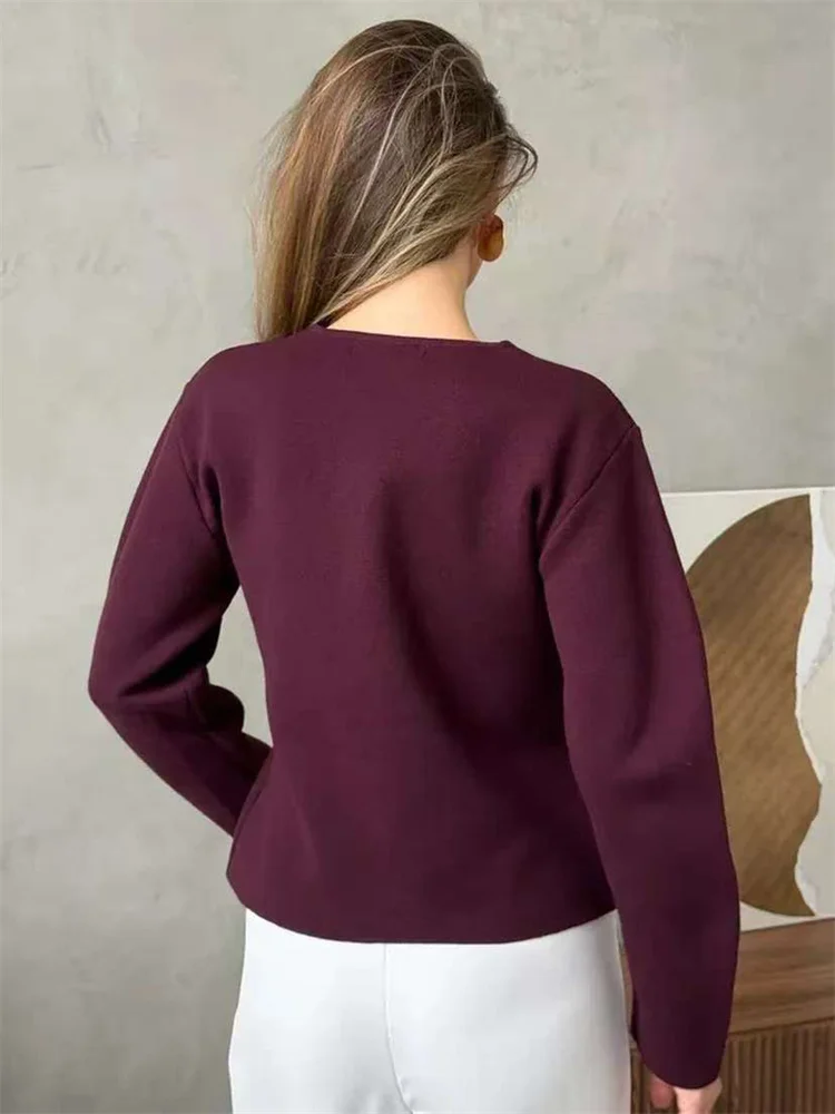 Women's Metallic Knit Cardigan Sweater - V-Neck Long Sleeve