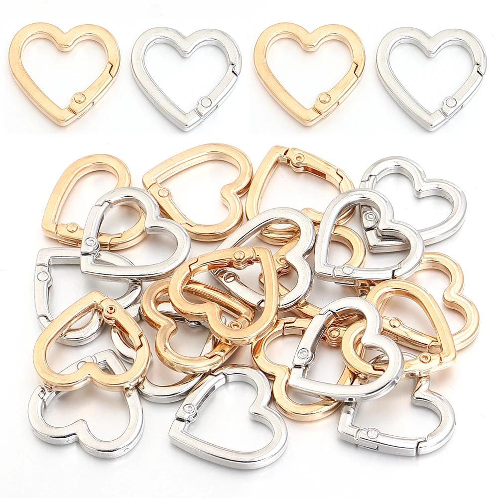 4-10pcs/lot Gold Color Zinc Alloy Heart Spring Clasps Oval Key Rings Bag Snap Hooks Key Chains Open Buckles DIY Jewelry Making view 6