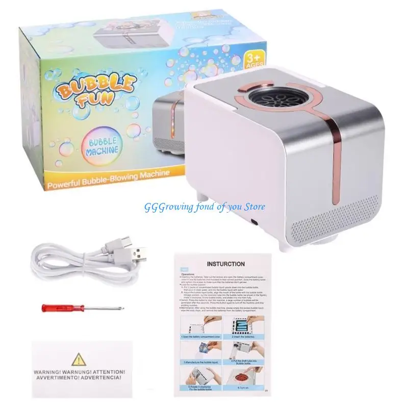 

H9EB Interactive Stage Bubble Maker for Stage Show AA Battery Powered Bubble Machine 140mL with Dazzling LED Effects