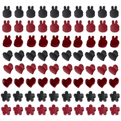 5-10Pcs Black Red Heart Flower Matte Small Hair Claws Mini Velvet Girls Clips Kids Hair Accessories Styling Hairpins Tool Women