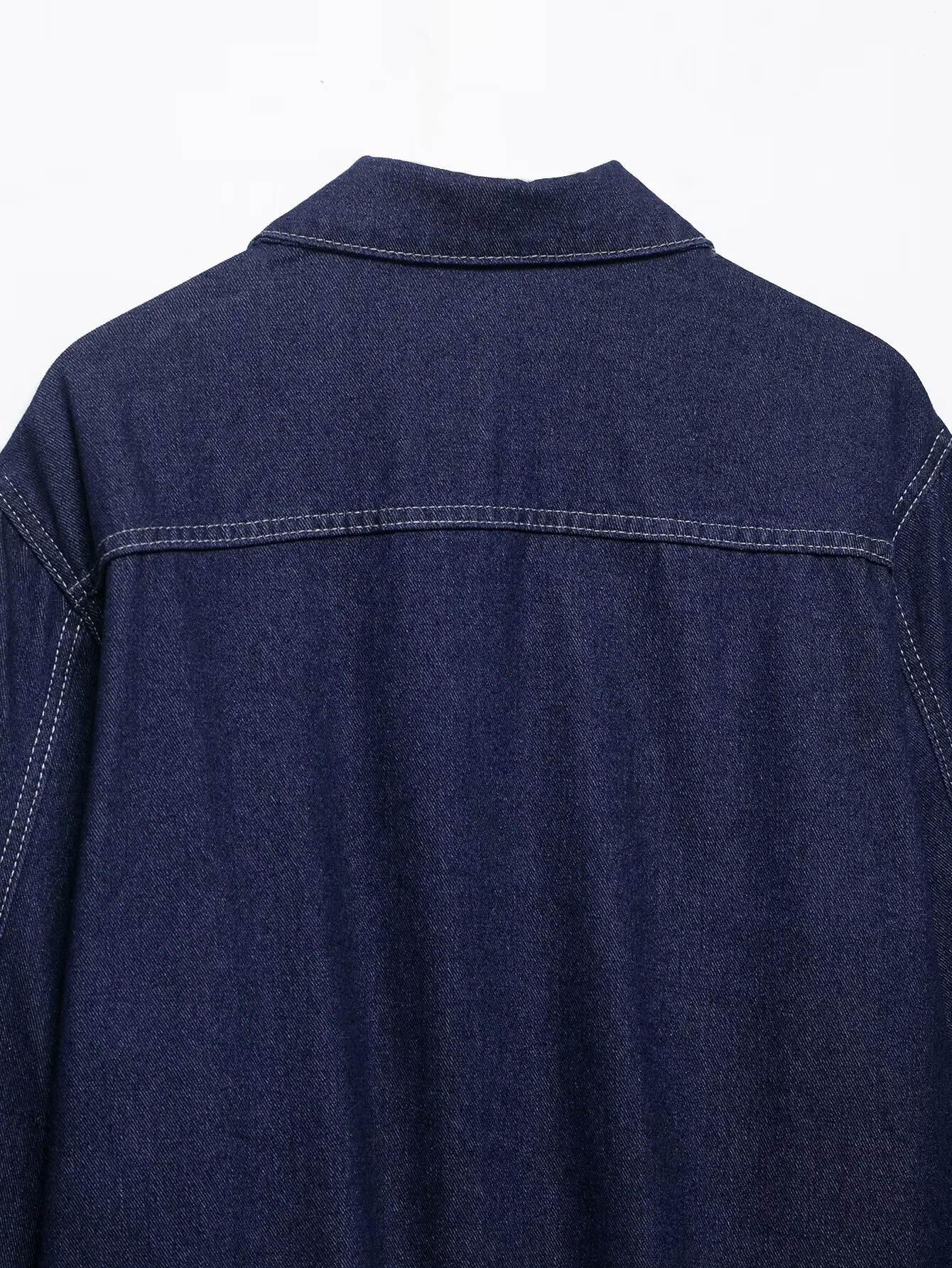 2025 DONNA Moda Stile Europeo e Americano Autunno Nuova Manica Arricciata Denim Top Chic Risvolto Cerniera Cappotto Allentato Tuta Sportiva Mujer