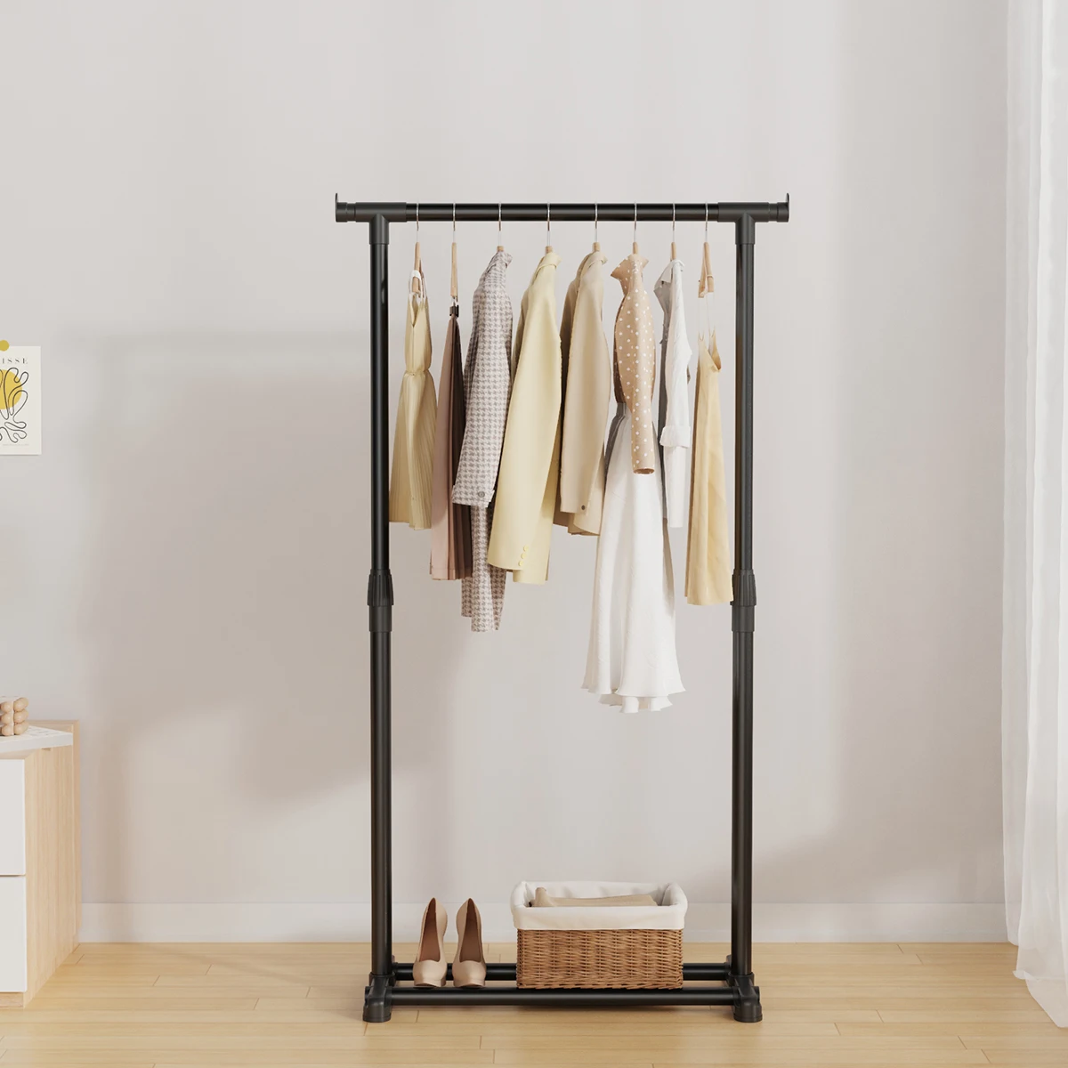 The Floor-Standing, Height-Adjustable, Simple Single-Pole Indoor Clothes Rack, Small Coat Rack And Clothes Drying Rack