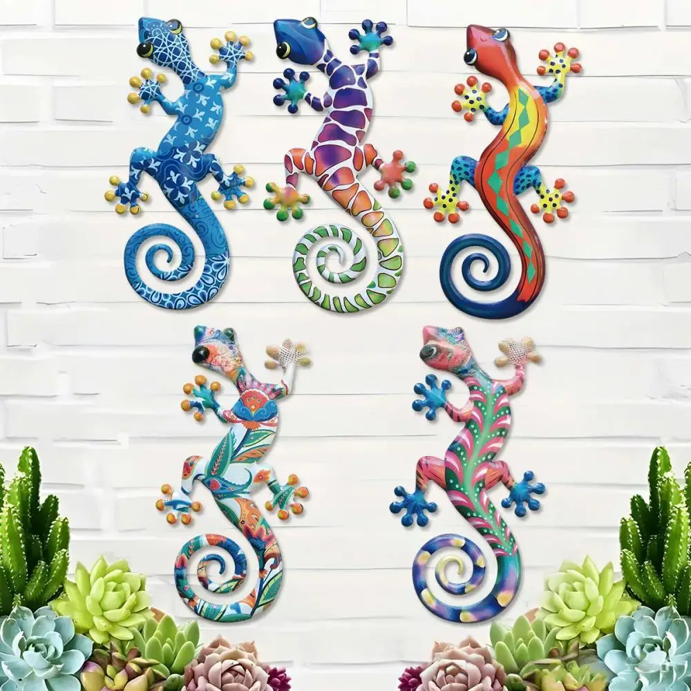 1Pc Colorful Lizard Wall Decoration, Gecko Hanging Ornament, Home Crafts, Suitable for Home Decor, Outdoor Garden Decoration, Bohemian Style, Garden Decoration, Yard Decoration, Balcony Decoration, Fence, Halloween, Christmas