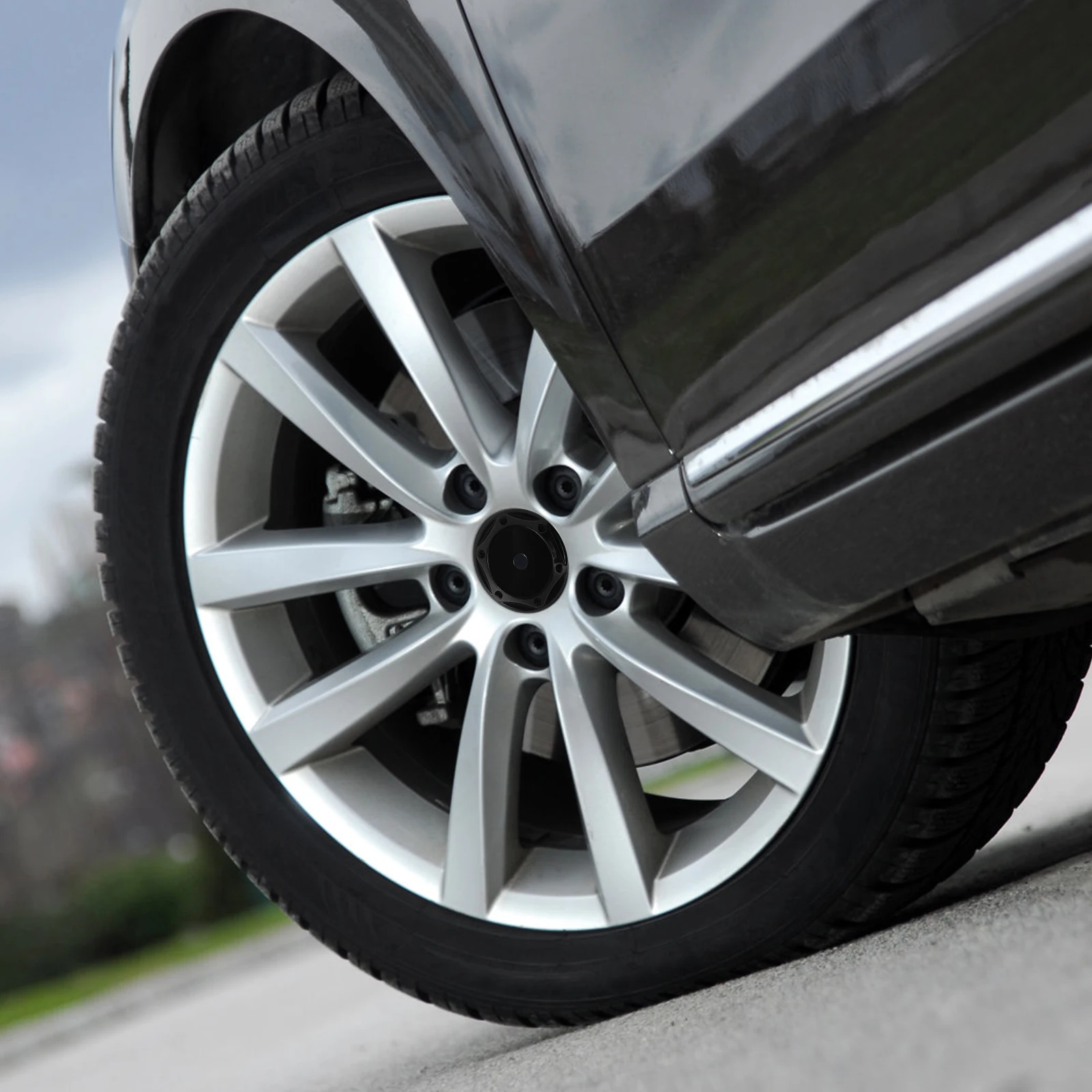 

4Pcs Wheel Center Caps Solid ABS Material Durable 68mm Auto Car Rim Hub Center Caps Vehicle Tire Hubcaps Auto Rim Tire Hubcaps
