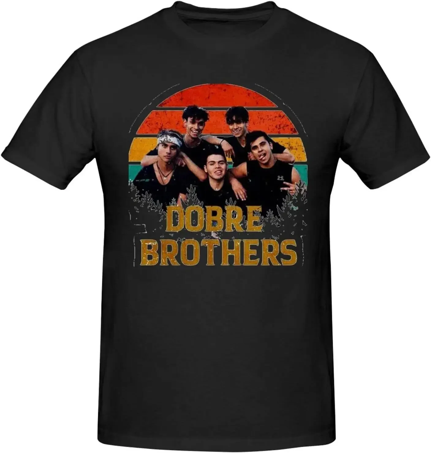 Классическая мужская футболка черного цвета с надписью «Музыка и братья»