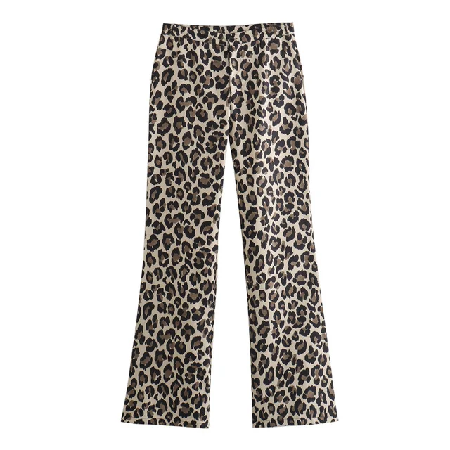 

Waist Straight Leg Leopard Print Casual Fashion Spring Trousers 2024 Women Vintage Leopard Pants Chic Women's High