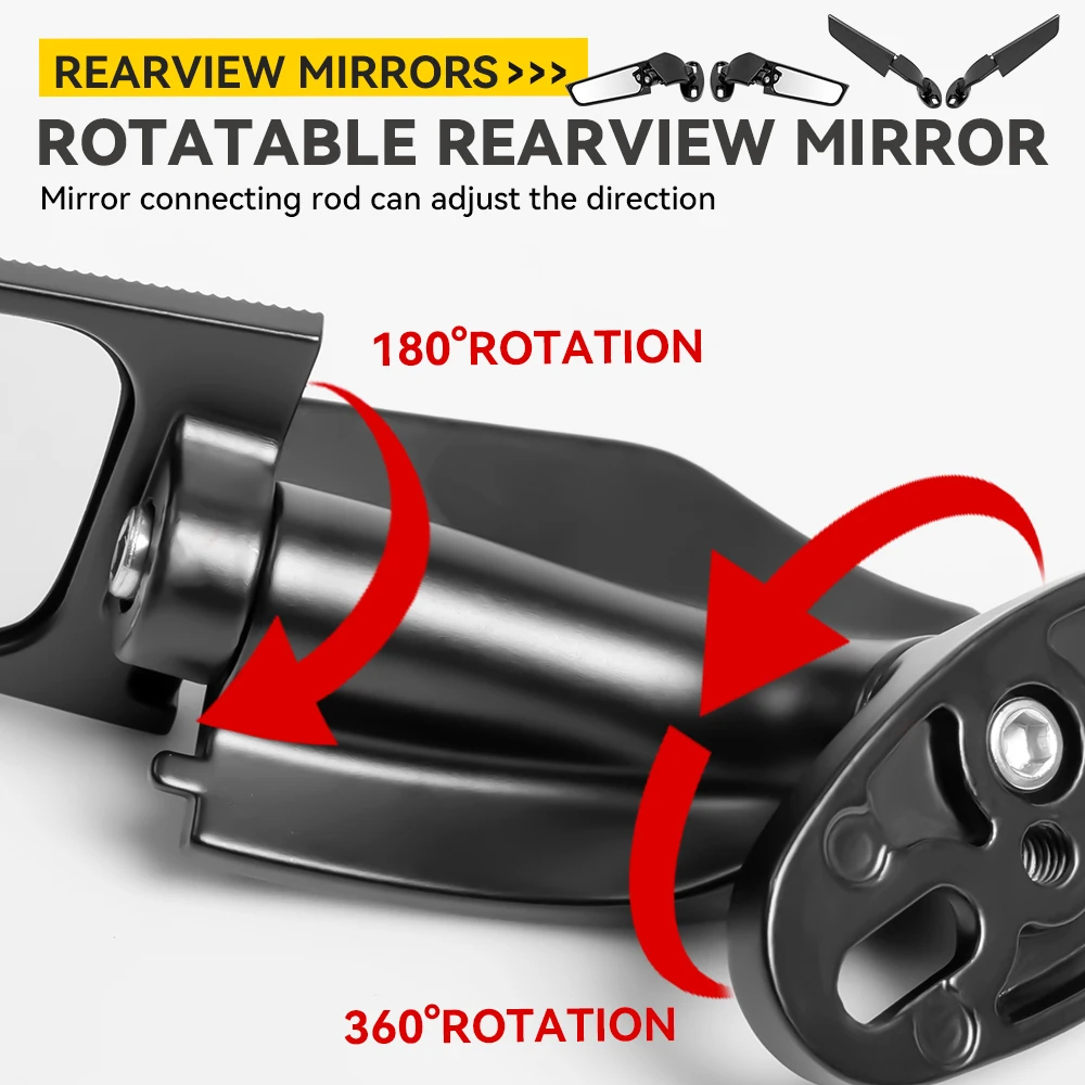 For KAWASAKI NINJA 300 250 400 650 H2 H4 Modified Motorcycle 2PCS CNC Rearview Mirrors Wind Wing Adjustable Rotating Side image 5