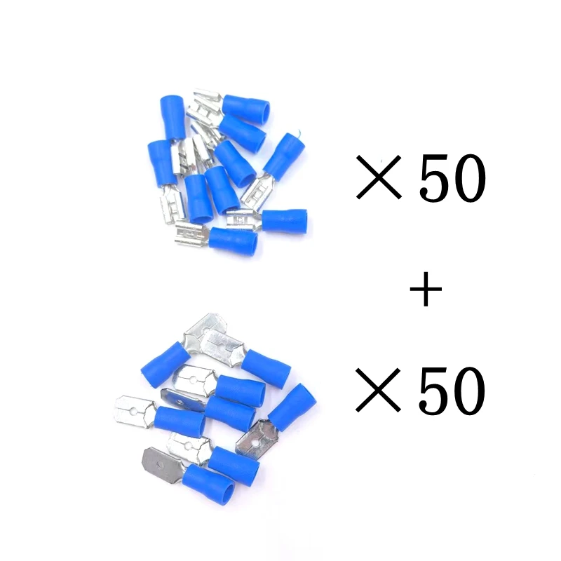 

100pcs red blue yellow Semi Insulated Spade Electrical Crimp Connectors wire connector Mixed Male and Female