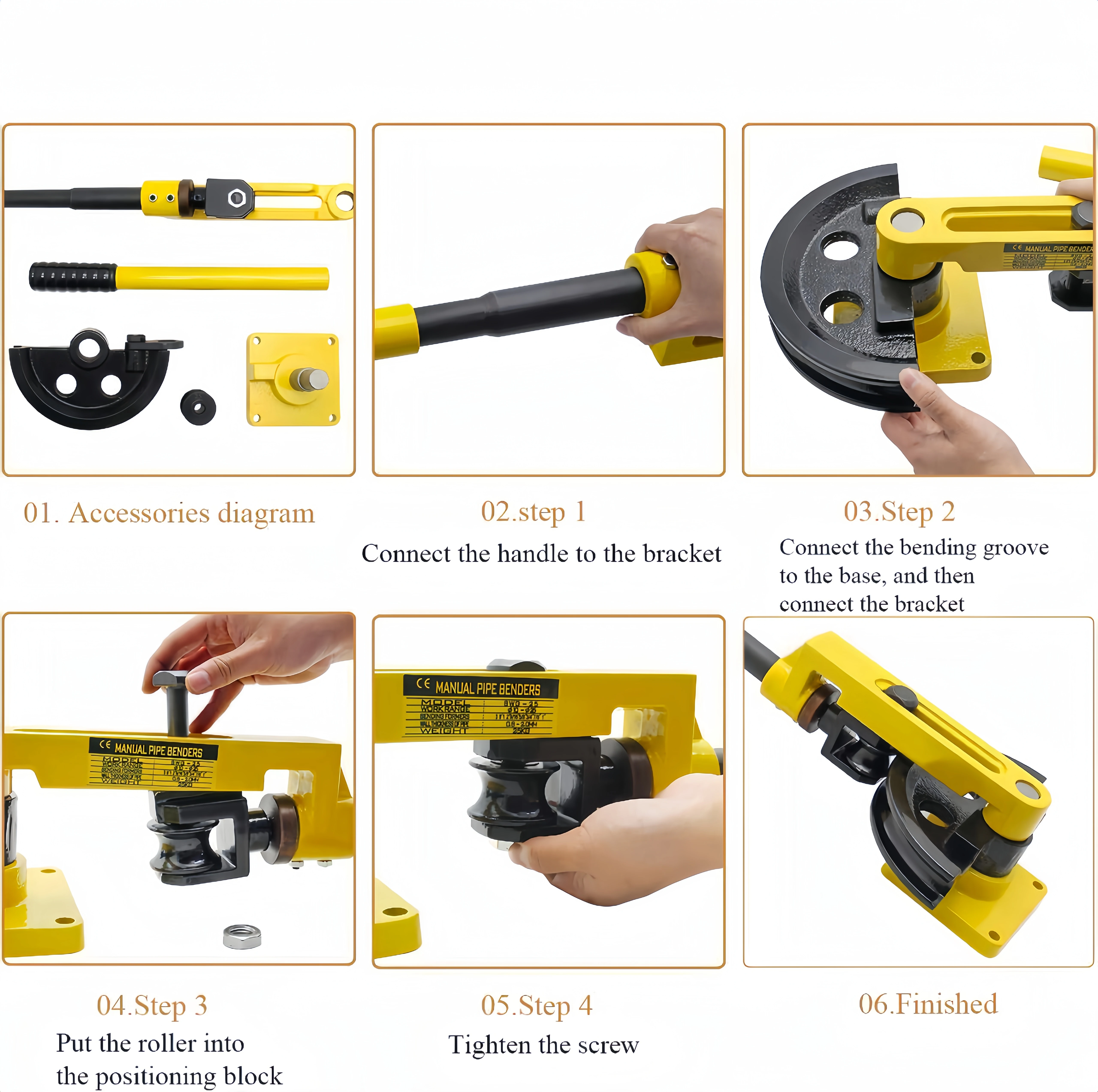 آلة ثني الأنبوب الهيدروليكي اليدوية الاحترافية SWG-25 متعددة المعالجات لثني الألومنيوم والفولاذ المقاوم للصدأ وتشكيل النهاية #4