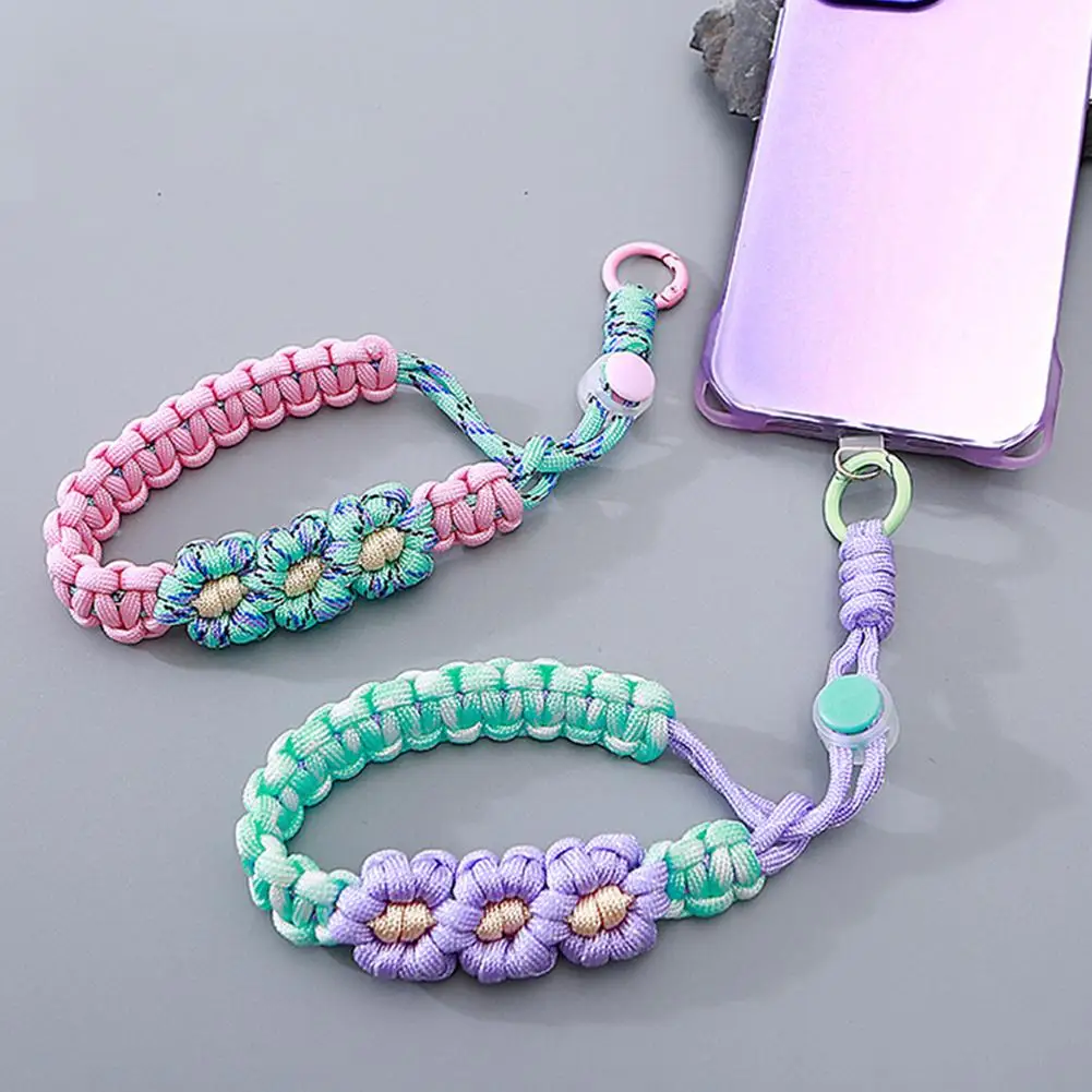 Braided Flower Phone Lanyard Hanging Decoration Fashionable Twist Rope Stylish Anti-loss Pendant Universal Phone Case Strap