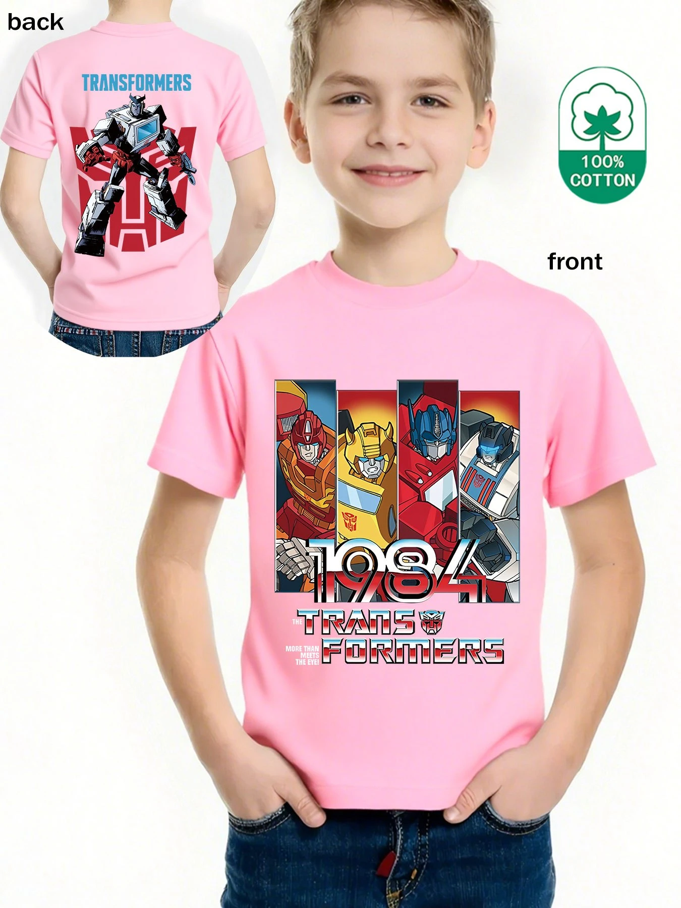 تي شيرت أوبتيموس برايم آند بامبليبي الكلاسيكي بنمط الرسوم المتحركة، طباعة نابضة بالحياة، تي شيرت للأولاد مريح ناعم وأكمام قصيرة #4