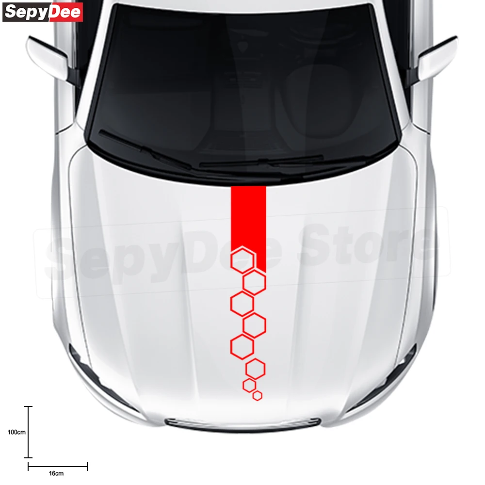 

Наклейки на капот автомобиля, шестиугольные полосы, графика, кузов автомобиля, крышка двигателя, декор капота, виниловые наклейки, аксессуары для тюнинга автомобиля