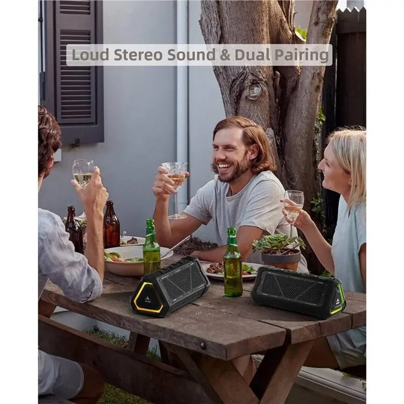 【HOT A69Z!】IPX7 Waterproof Outdoor Bluetooth Speaker, 30W Output Power, Bluetooth 5.3 Stereo Sound, RGB Light Micro-SD Card Supp