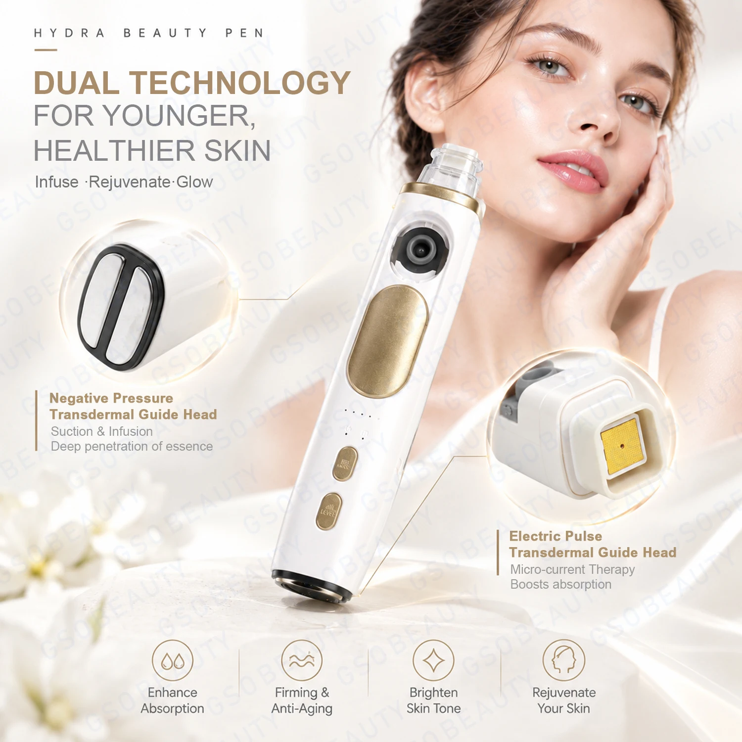 2IN1 Hydrate Beauty Pen Portable Electropulse Skin Infusion Machine Vacuum Suction Essence Deep Absorption Facial Lifting Device