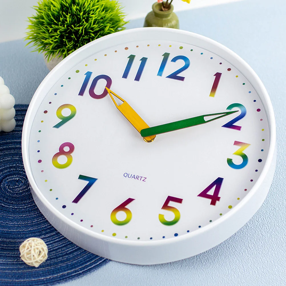 

Kids Wall Clock Silent Non-Ticking Plastic Glass Decorative Easy Read Perfect for Bedroom Classroom Home Wall Clock
