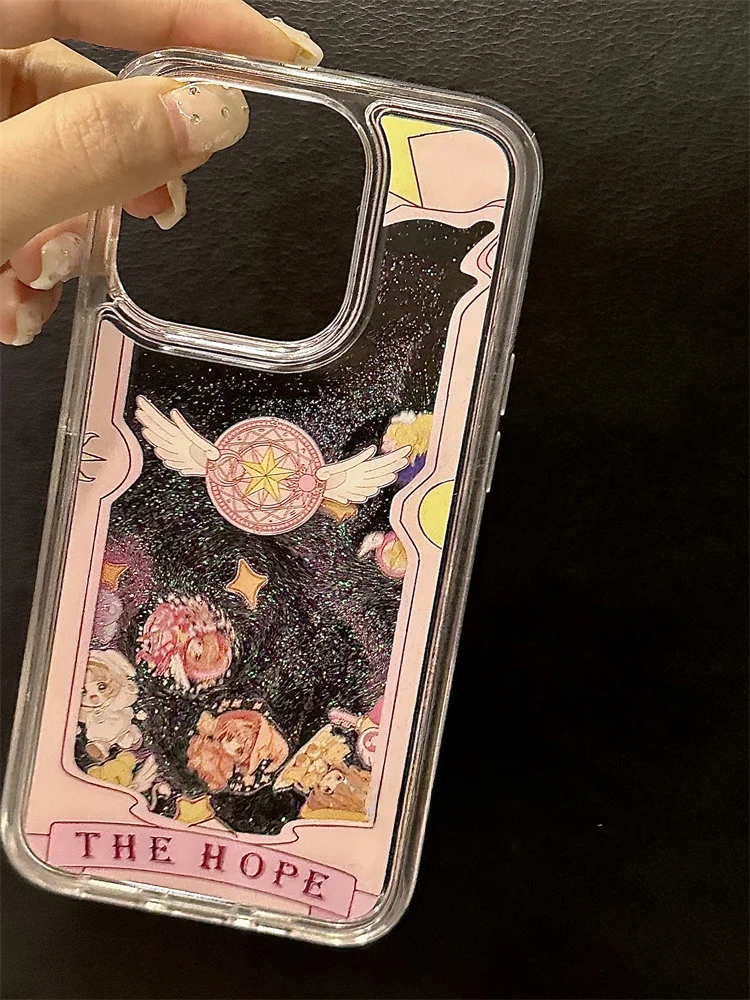 حافظة Guanview Ins Girl's Heart اللامعة ذات الرمال المتحركة متعددة الاستخدامات، صغيرة الحجم، متوافقة مع iPhone 6 pro Max وAp...