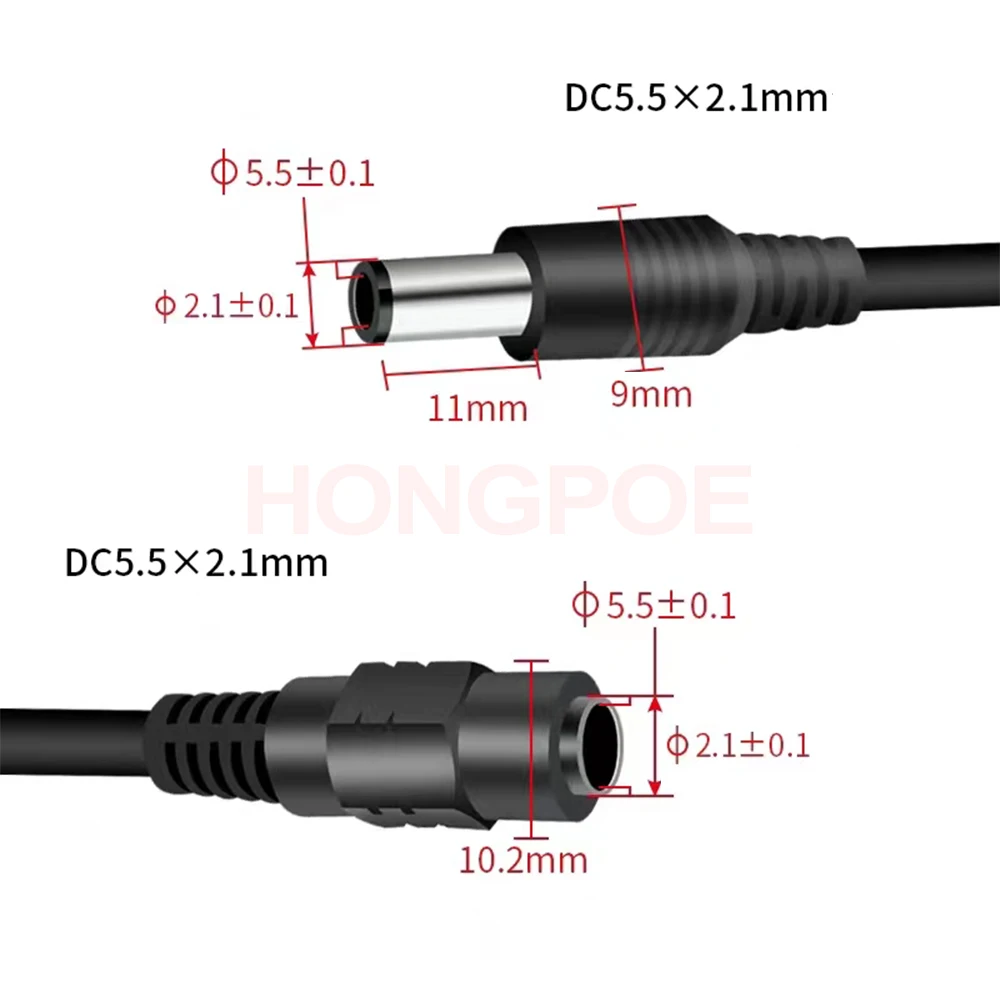 5.5* 2.1mm 1 to 2/3/4/5/6/8 Way DC Power Splitter Cable 5V 12V Power Adapter Connector Cord For LED Strip Lights CCTV Camera