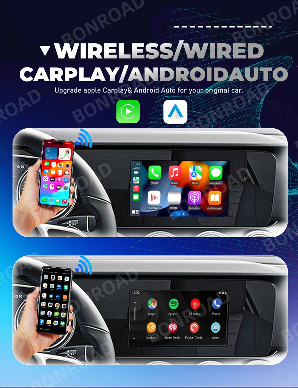 BONROAD Wireless CarPlay Android Auto Interface Smart Modul für Benz E W213 NTG 5.5 mit AirPlay Bluetooth Mirror Link Adapter – Detail 2