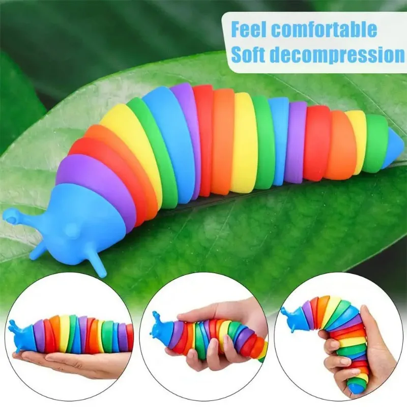 18cm Colorful Slug Decompression Toy Bionic Vent Anti Anxiety Sensory Toys for Children and Adult Gift Birthday Gift