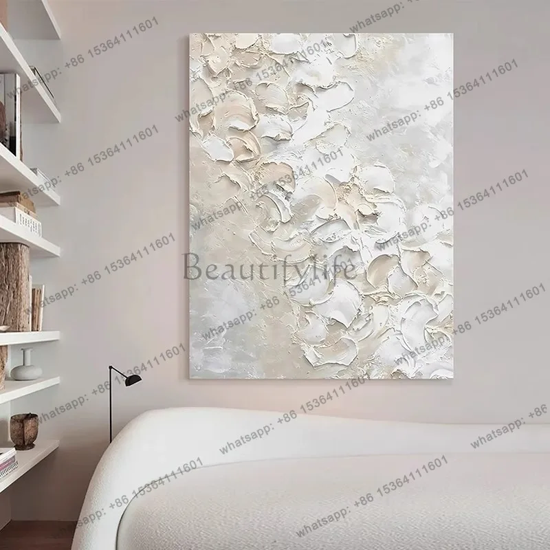 LJY cream wind hand-painted oil painting living room decorative painting thick texture porch hanging painting
