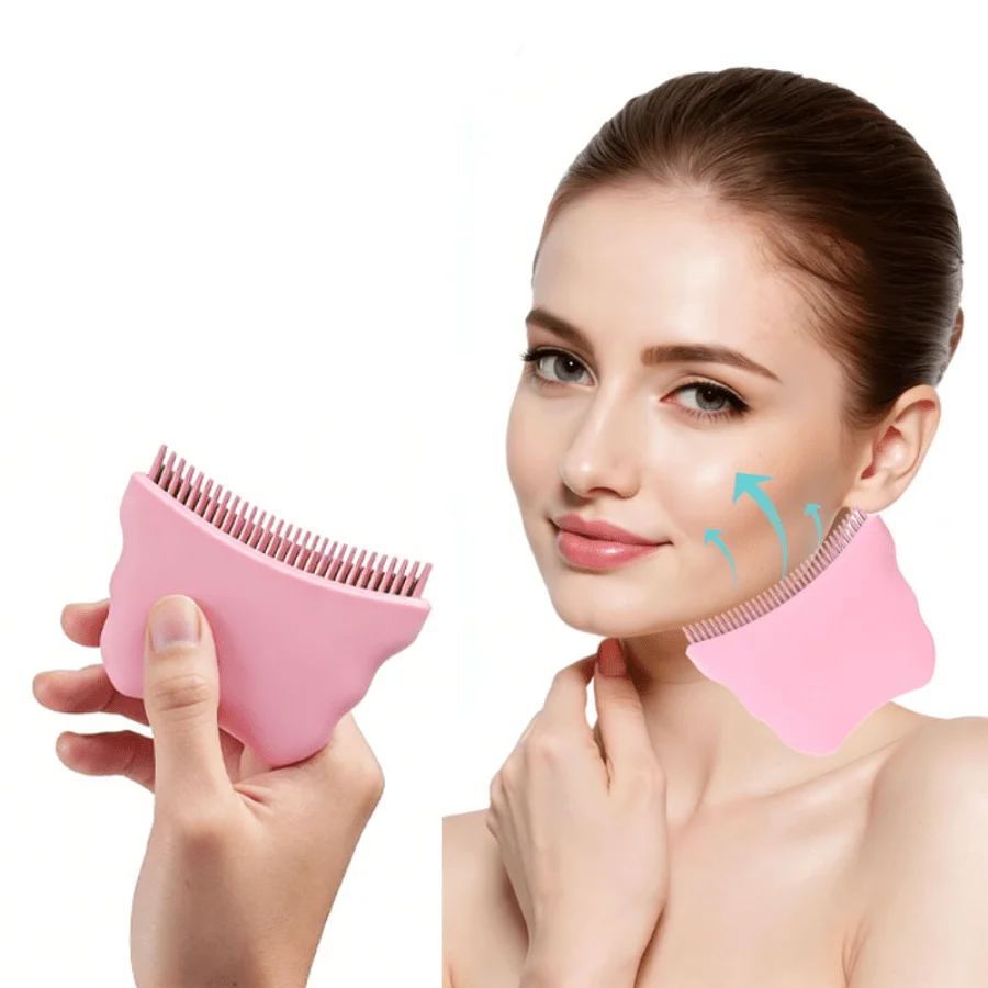 Silicone Face & Neck Contour Brush – 2-in-1 Gentle Massager for Facial Sculpting & Natural Definition, Soft Silicone,Ideal for