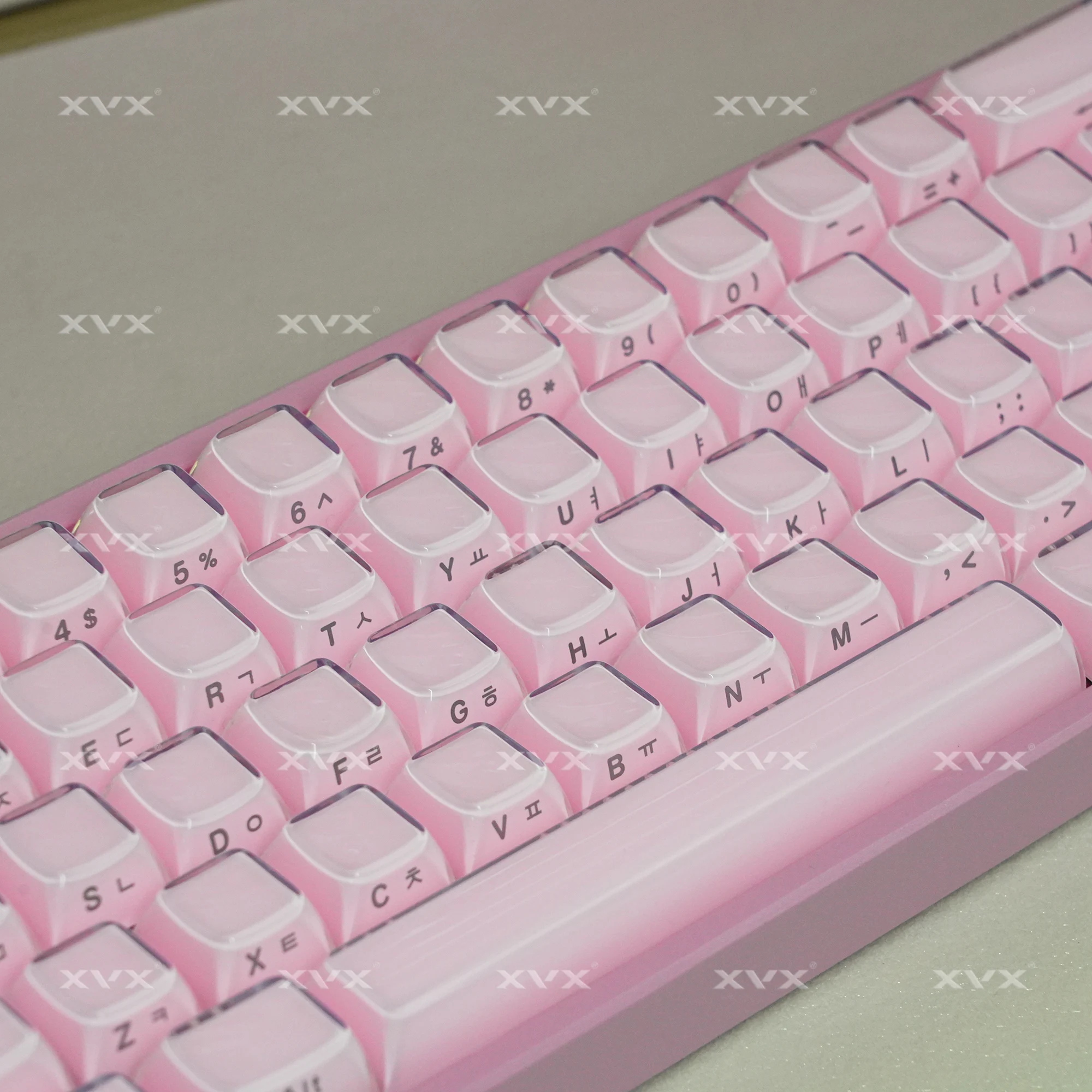 XVX الكورية الوردي كريستال جيلي keycap للوحة المفاتيح الميكانيكية Cherry MX 75% هلام OEM الملف الشخصي مفتاح غطاء أبيض/أزرق 113 مفاتيح #4