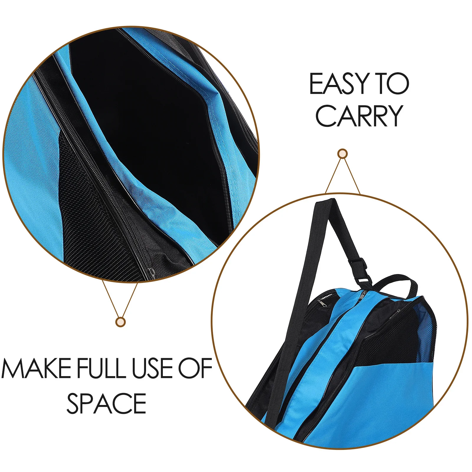 حقيبة زلاجات دوارة ذات سعة كبيرة ومتعددة الوظائف وحزام قابل للتعديل وحقيبة أحذية تزلج للنساء والرجال