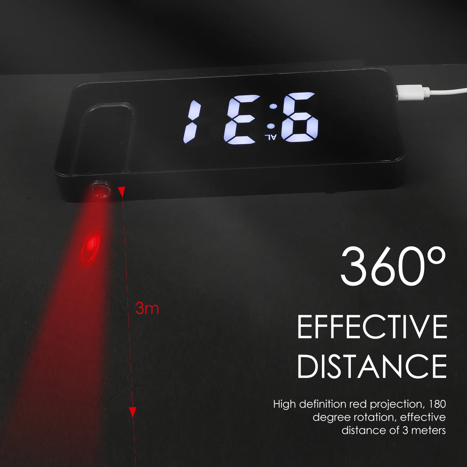 

1 set Electronic Alarm With Projection Digital Desk Clock For Bedroom Dormitory Office Home Student Gift Table Clock