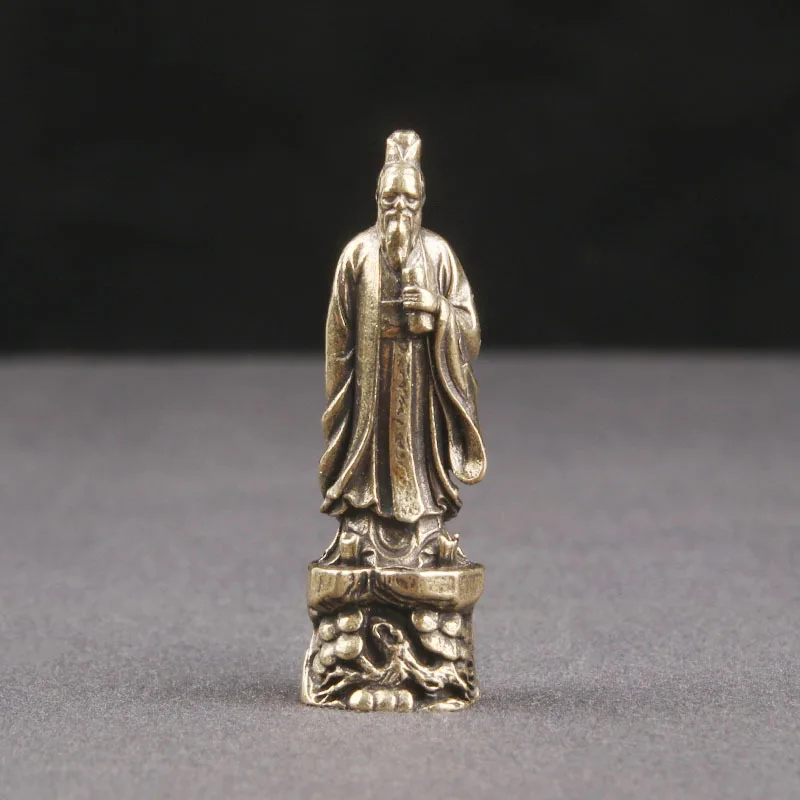 

Brass Mencius Bronze Statue Confucian Philosopher Figures Micro Carved Handicrafts Small Ornaments