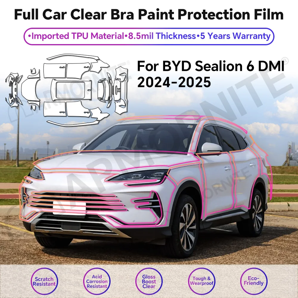 8.5Mil Clear TPU PPF Paint Protection Film for BYD Sealion 6 DMI 2023-2024 Full Body Self-Healing Anti-Scratch Transparent Wrap