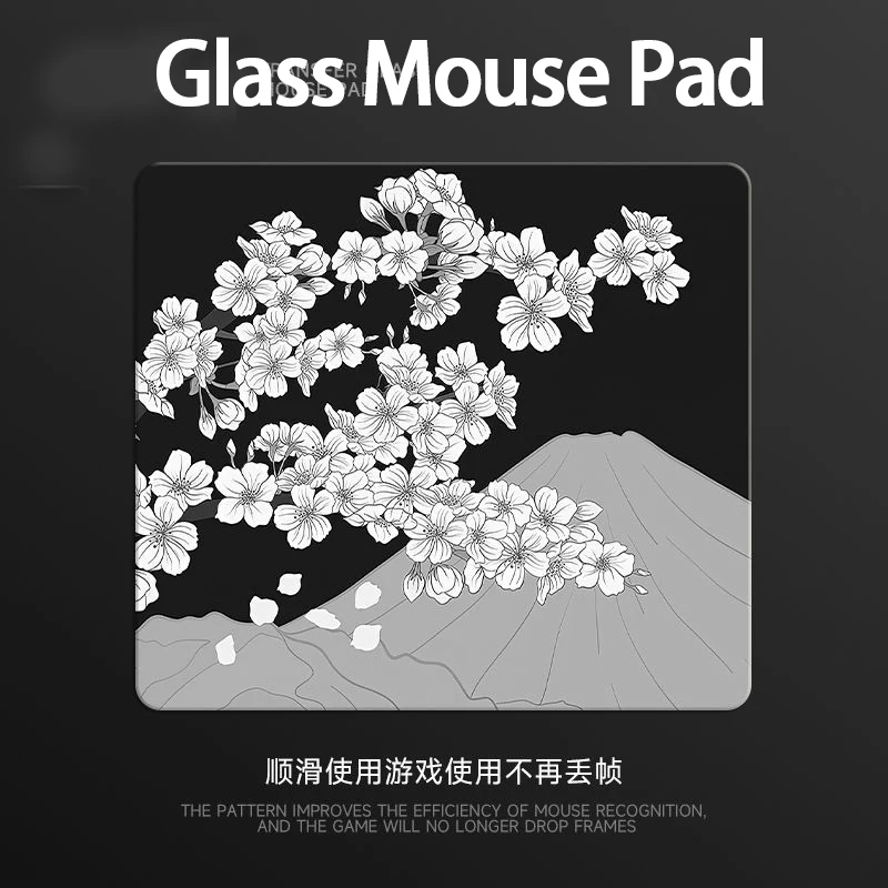 Plum Blossom Glass Gaming Mouse Pad XS Smooth Frosted Surface Desk Mat Tempered Upgrade FPS Office Custom Gaming Accessories Pad