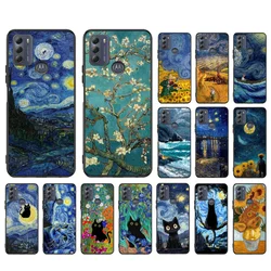 Van Gogh Sunflowers Cat Phone Case For Moto G84 G22 G32 G42 G52 G54 G53 G72 G60 G60S G100 G10 G20 G30 G13 G50 G 5G G Pure