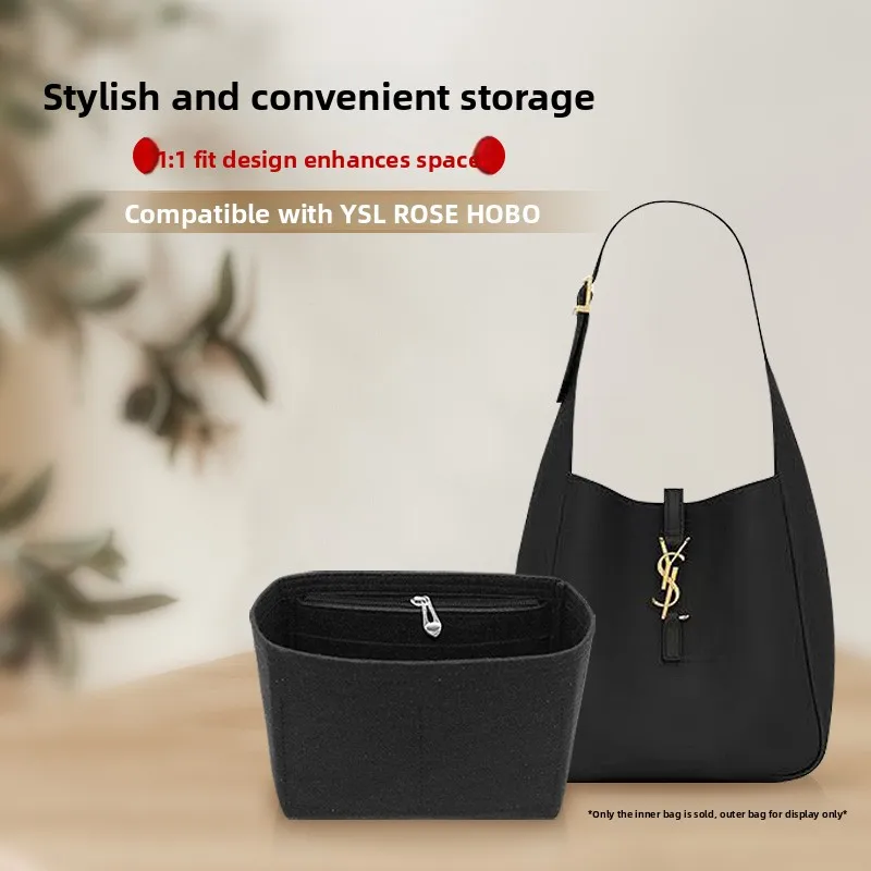 Bolso Interior con Cierre para Cosméticos Yves Saint Laurent Rose Hobo, Organizador de Almacenamiento, Color Puro, Tamaño Grande, Estructura Cúbica, para Mujer