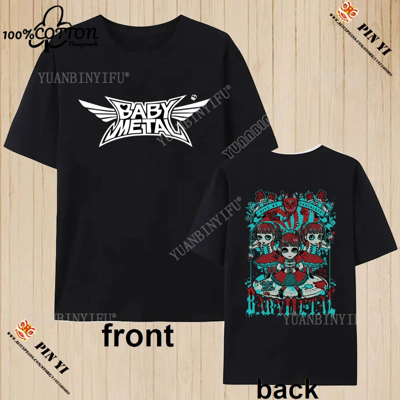 클래식 뉴 스타일 BABYMETAL 헤비 메탈 일렉트로 어쿠스틱 프린트 코튼 티셔츠 탑 밴드 여성 캐주얼 패션 streetwear