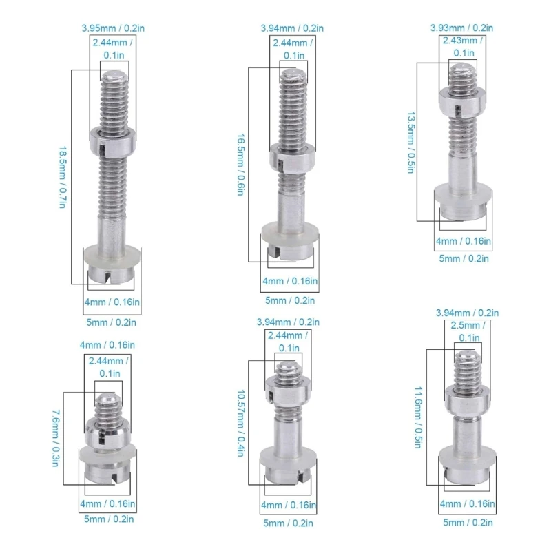 Conjunto parafusos fonógrafo profissional, 6 pacotes, porca, arruela, cartucho, peça manutenção, hardware