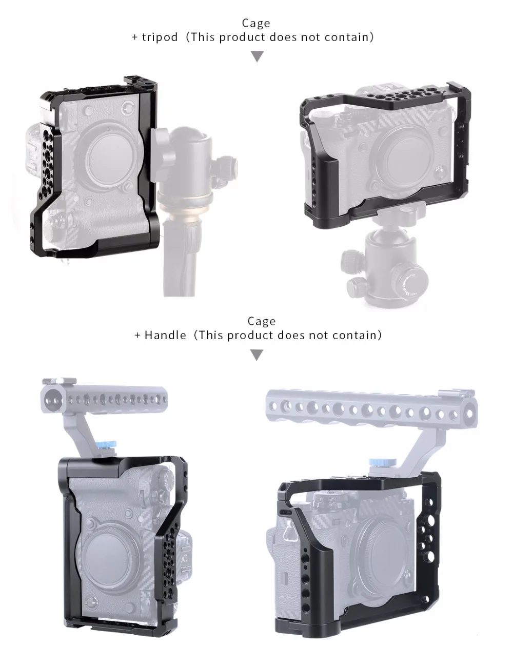 Aluminium SLR Kamera Käfig für Fujifilm X-T3 /XT3/XT2 /X-T2 DSLR Rig Schutzhülle Abdeckung mit Top griff Grip Kalten Schuh Montieren – Detail 6