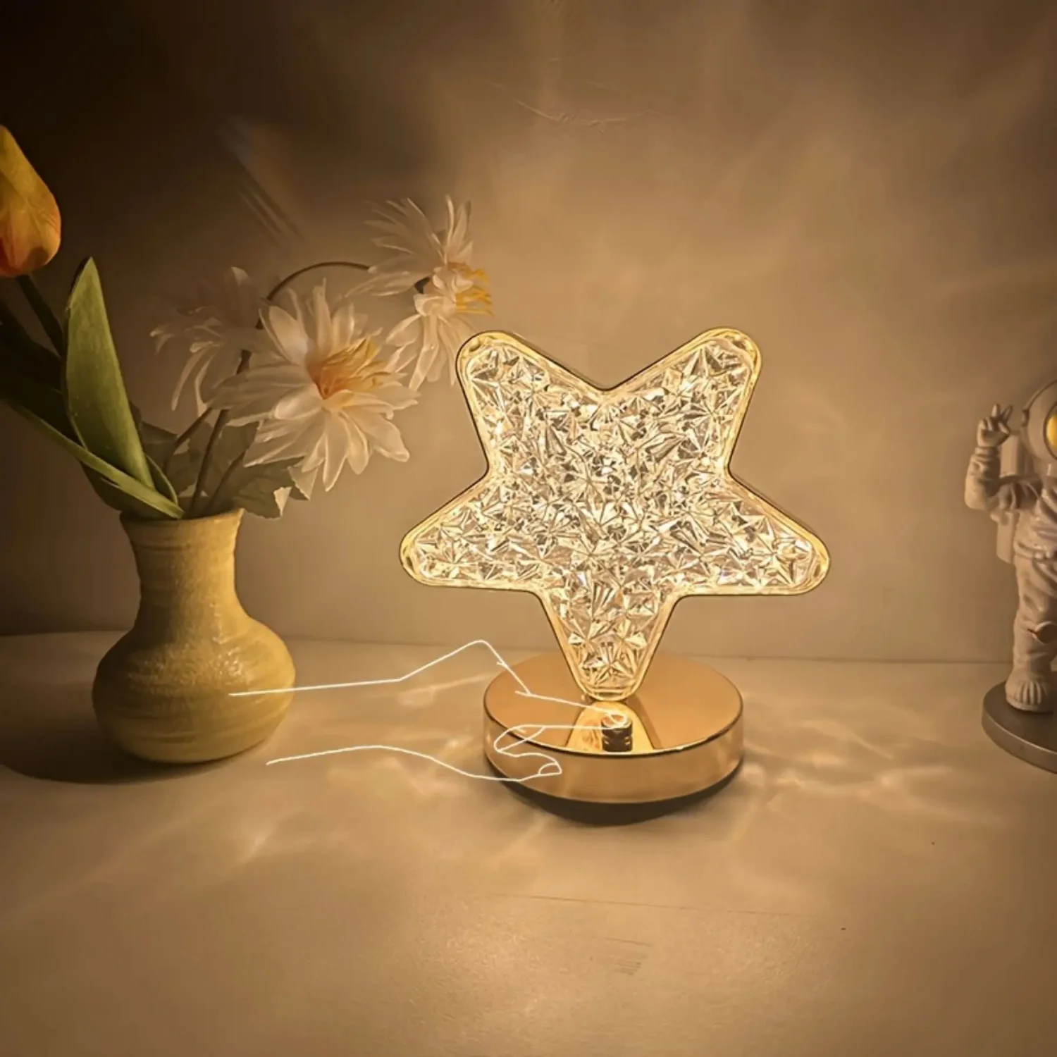 

1pc LED Romantic Star Table Lamp,Simple Decoration Birthday Gift Atmosphere Lamp,Touch Night Light,Bedroom Bedside Light