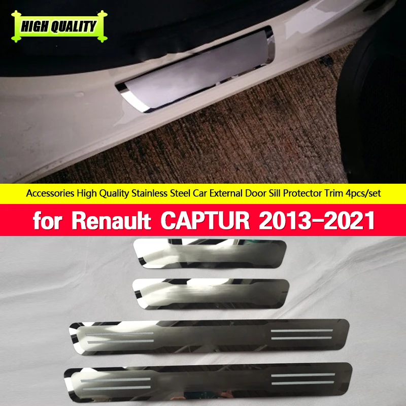 

For Renault CAPTUR KAPTUR 2013 2014 2015-2021 Door Sill Scuff Plate Trim Threshold Pedal Entry Guard Stickers Car Accessories 4X