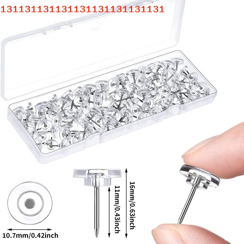 

50 шт. прозрачных кнопок-гвоздиков для карт, многофункциональные плоские круглые прищепки, декоративные кнопки-гвоздики