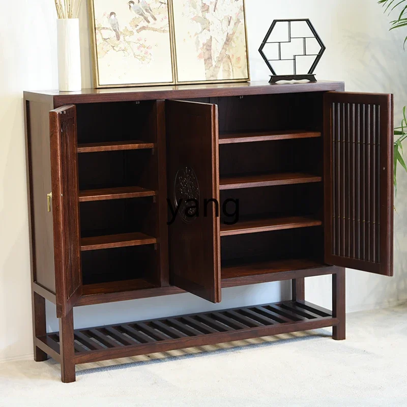 YHM new Chinese entrance shoe cabinet all solid wood entrance hall