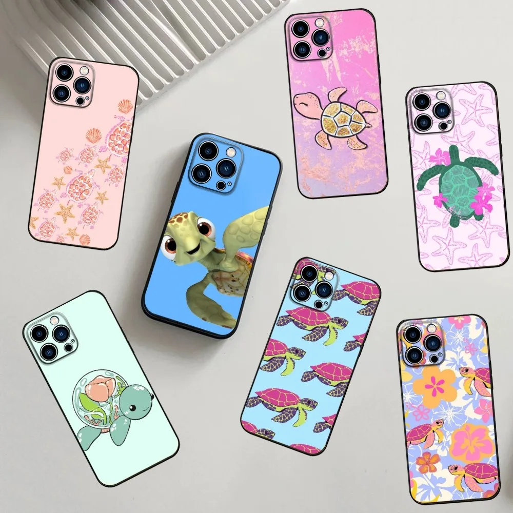 

Baby Turtle Phone Case For iPhone 16,15,14,13,12,11,Pro,X,XS,Max,XR,Plus,Mini Soft Silicone Black Shockproof TPU