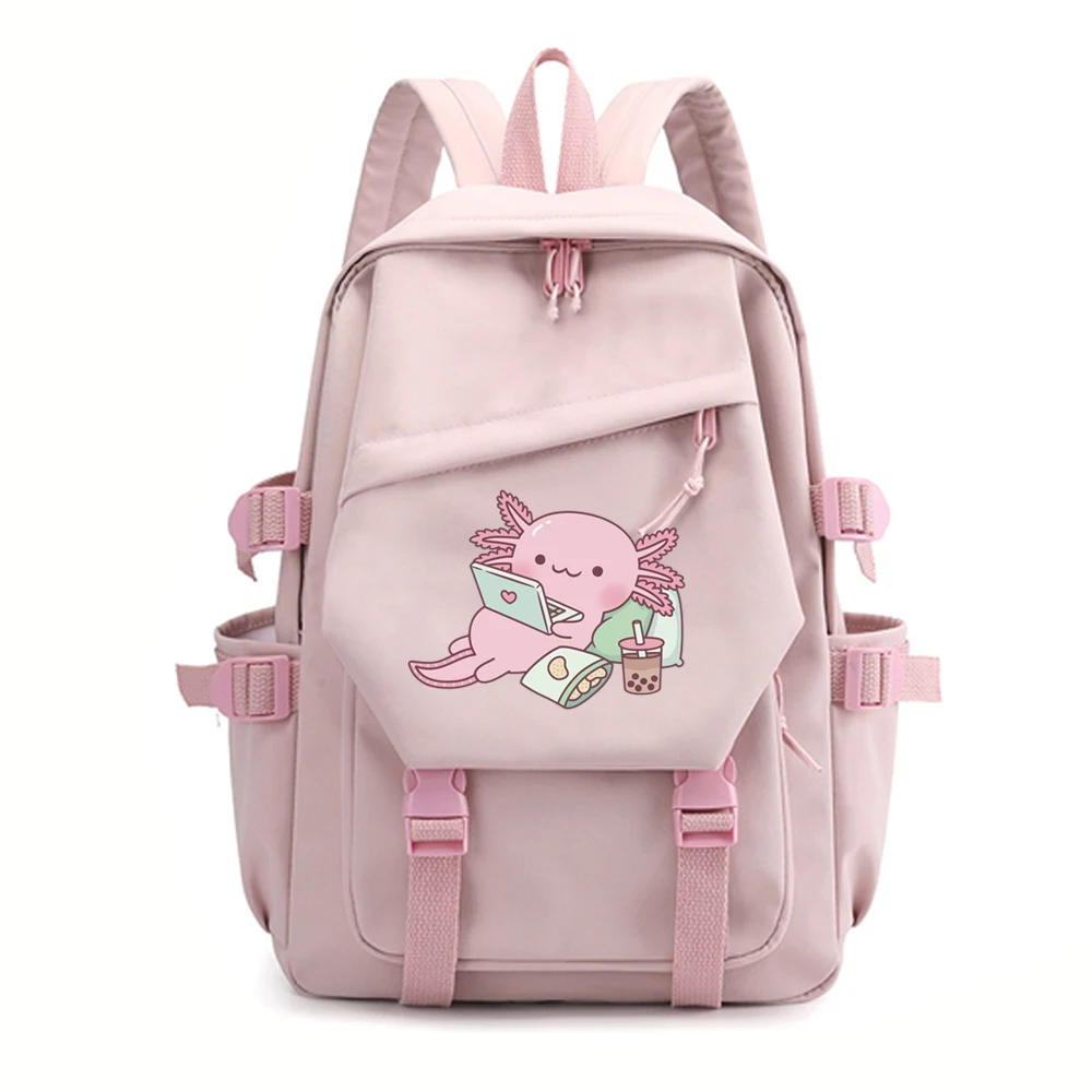 Cute Axolotl Backpack Women Men Fashion Travel Backpacks Outdoor Sport School Bag For Girls